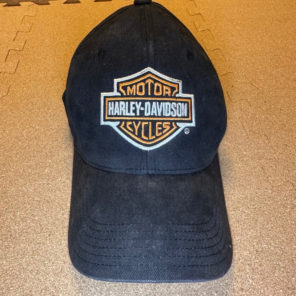 Harley-Davidson Baseball Cap Men Medium Black Bar & Shield Logo Biker Hat Cotton